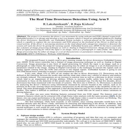 The Real Time Drowisness Detection Using Arm 9