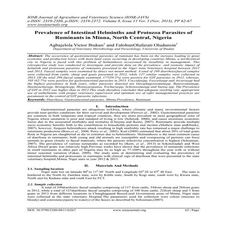Prevalence of Intestinal Helminths and Protozoa Parasites of Ruminants in Min...
