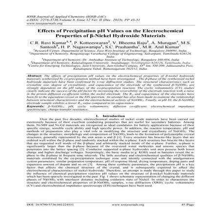 Effects of Precipitation pH Values on the Electrochemical Properties of β-Nic...