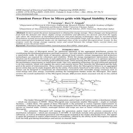 Transient Power Flow in Micro grids with Signal Stability Energy