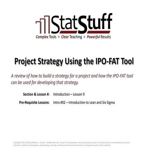 Developing a Project Strategy Using IPO-FAT Tool with Matt Hansen at StatStuff