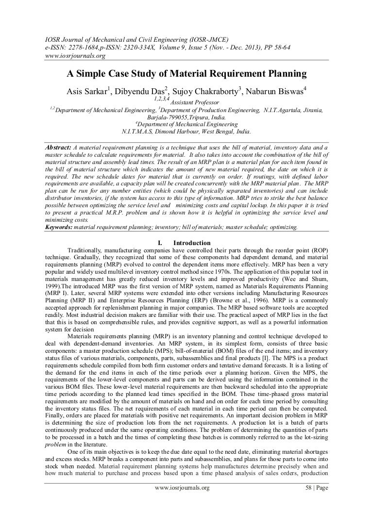 Case Study Sap Material Management Case Study : — Principle of management case study