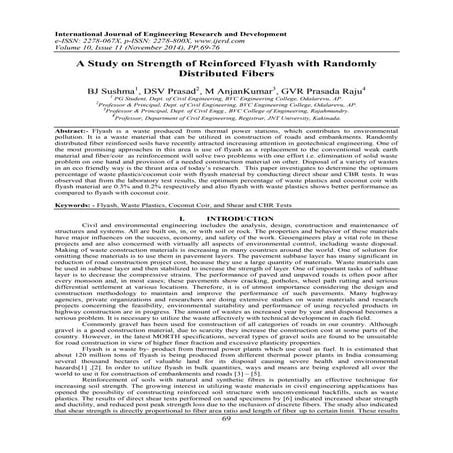 A Study on Strength of Reinforced Flyash with Randomly Distributed Fibers