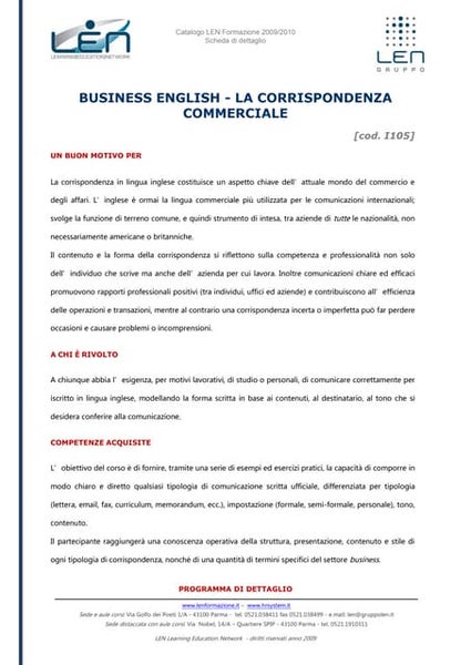 Esercizi lettera commerciale inglese