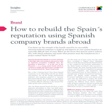 How to rebuild the Spain´s reputation using Spanish company brands abroad