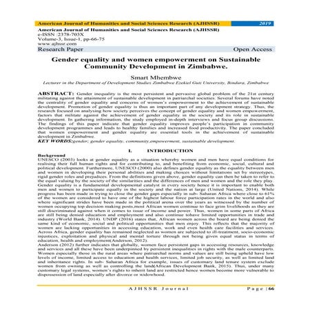 Gender equality and women empowerment on Sustainable Community Development in...
