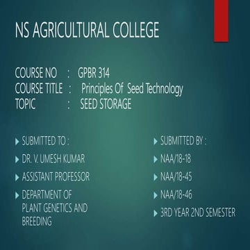 Seed storage process