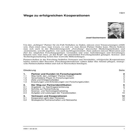 Josef Gochermann: Wege zu erfolgreichen Kooperationen