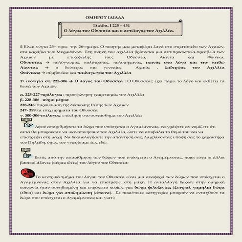 Iλιάδα I 225 – 431