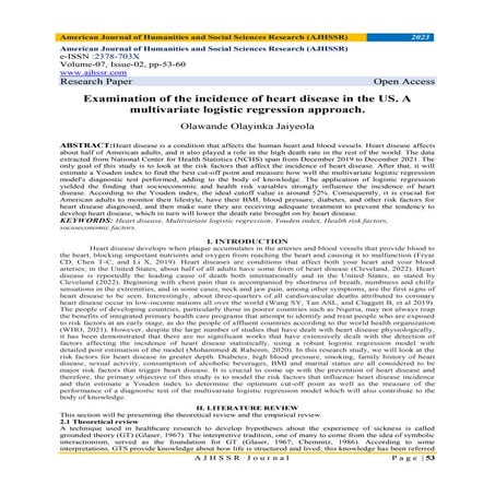 Examination of the incidence of heart disease in the US. A multivariate ...