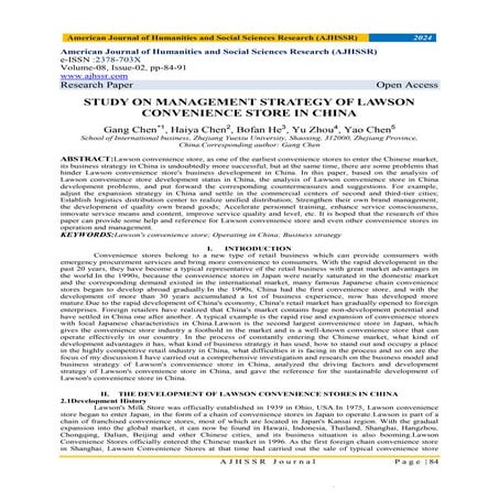 STUDY ON MANAGEMENT STRATEGY OF LAWSON CONVENIENCE STORE IN CHINA