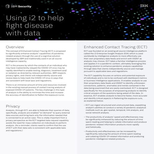 i2 Contact Tracing One Pager