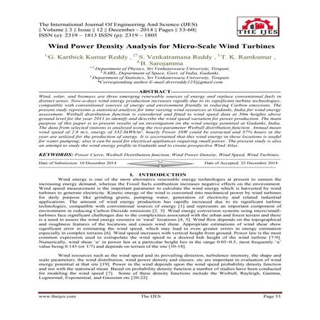 Wind Power Density Analysis for Micro-Scale Wind Turbines