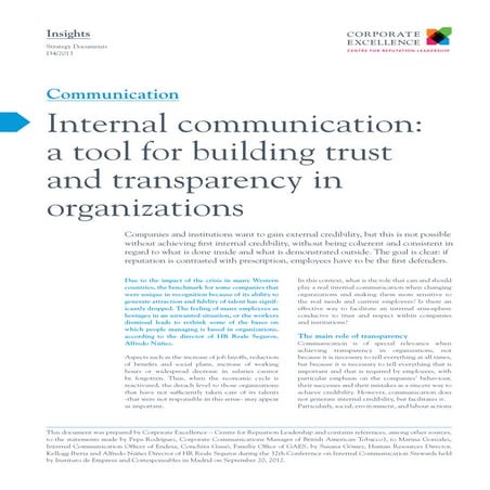 Internal communication: a tool for building trust and transparency in organiz...
