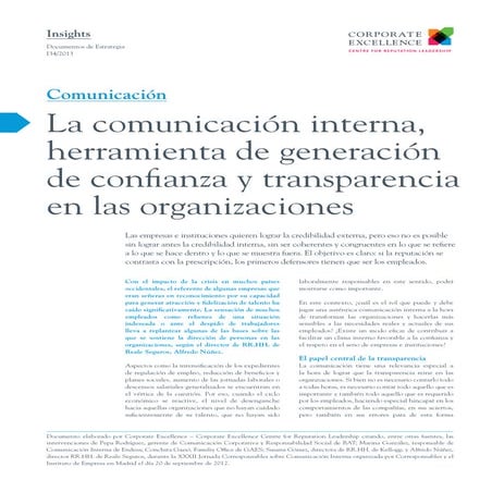 La comunicación interna, herramienta de generación de confianza y transparenc...