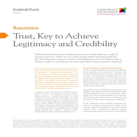 Trust, Key to Achieve Legitimacy and Credibility