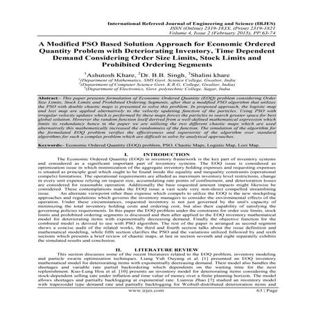 A Modified PSO Based Solution Approach for Economic Ordered Quantity Problem ...