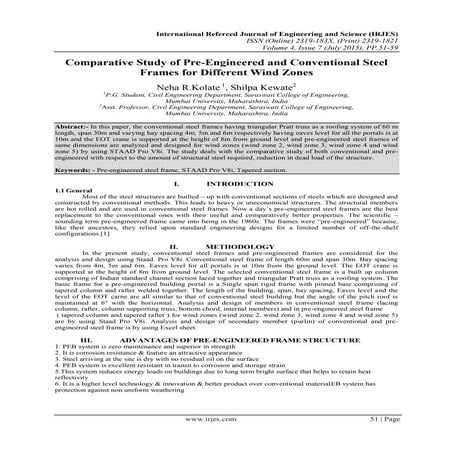 Comparative Study of Pre-Engineered and Conventional Steel Frames for Differe...