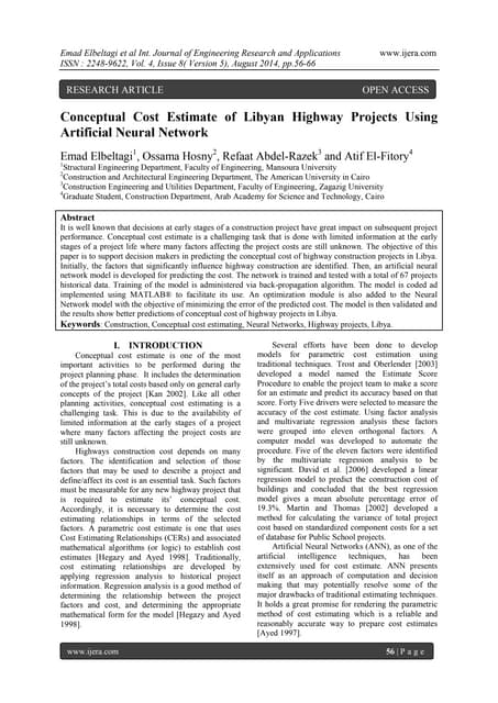 Conceptual Cost Estimate of Libyan ...