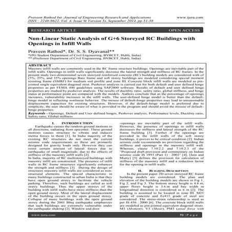 Non-Linear Static Analysis of G+6 Storeyed RC Buildings with Openings in Infi...
