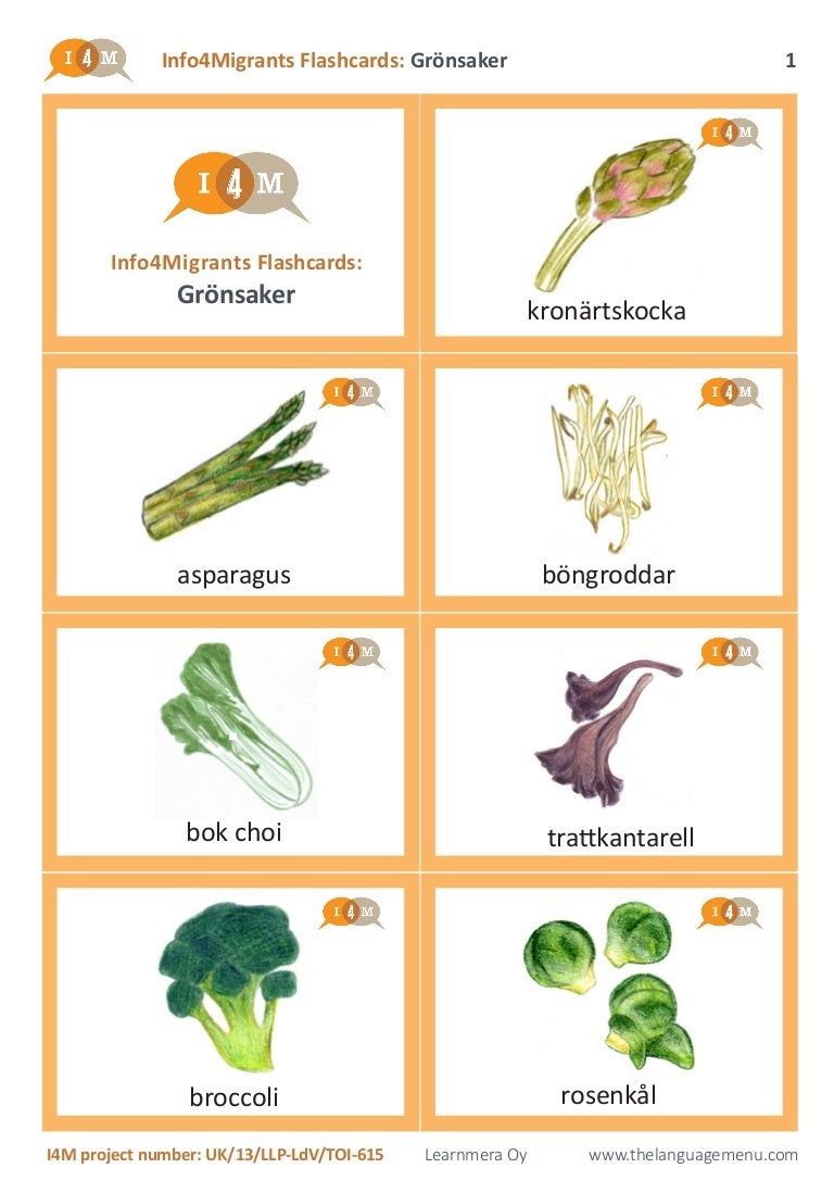 I4M flashcards vegetables (in swedish)