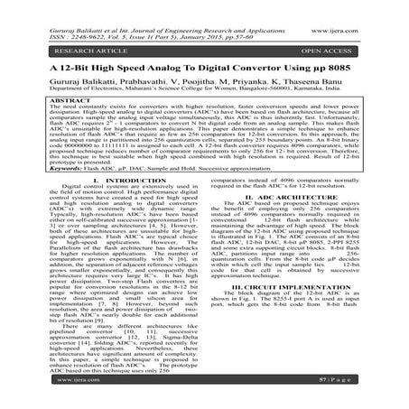 A 12-Bit High Speed Analog To Digital Convertor Using μp 8085
