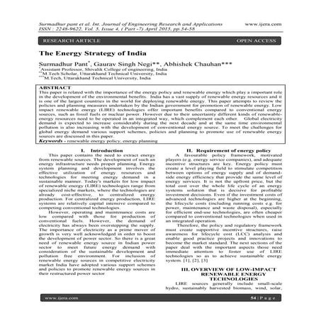 The Energy Strategy of India