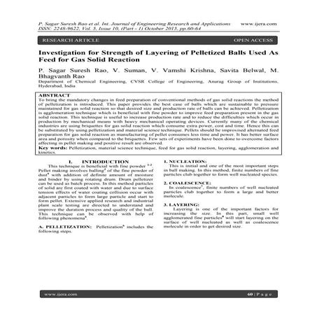 Investigation for Strength of Layering of Pelletized Balls Used As Feed for G...