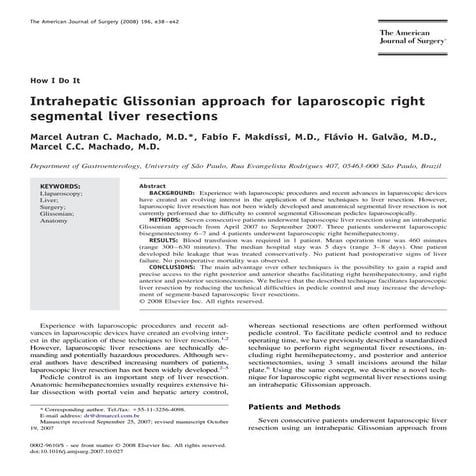 Laparoscopic intrahepatic Glissonian technique for liver surgery ...