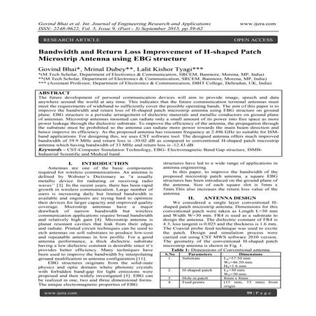 Bandwidth and Return Loss Improvement of H-shaped Patch Microstrip Antenna us...