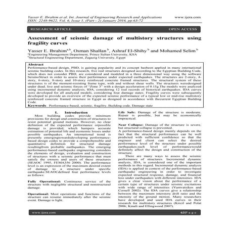 Assessment of seismic damage of multistory structures using fragility curves