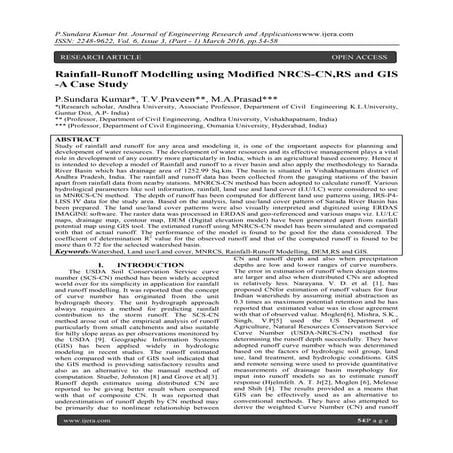 Rainfall-Runoff Modelling using Modified NRCS-CN,RS and GIS -A Case Study