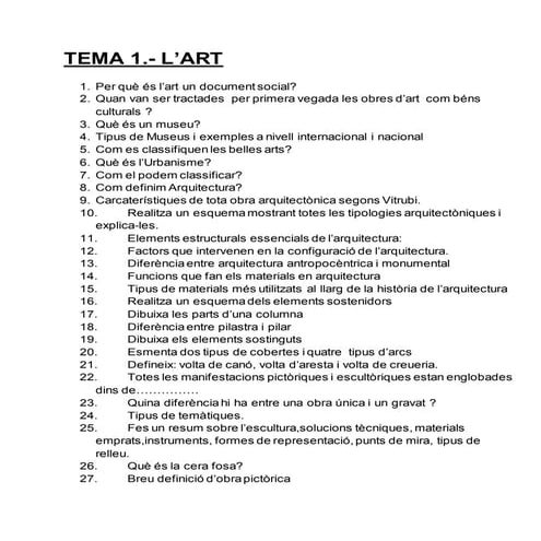 Introducció a l'art, PREGUNTES TEMA 1