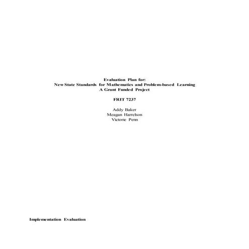 Technology Evaluation Plan