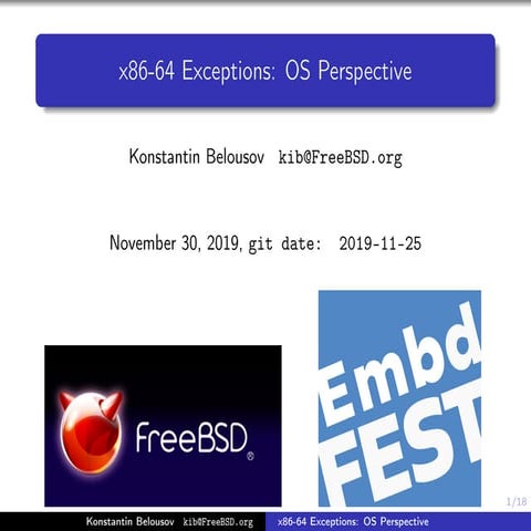 Embedded Fest 2019. Константин Белоусов. Исключения и прерывания на amd64: ка...