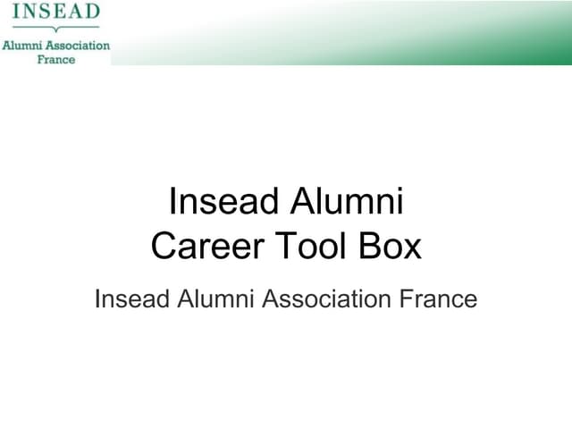 Insead alumni career tools