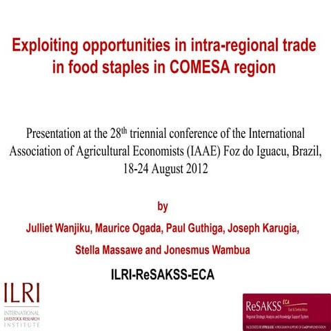 Exploiting opportunities in intra-regional trade in food staples in COMESA re...