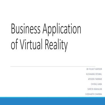 Business Applications of Virtual Reality
