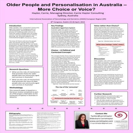 Older People and Personalisation in Australia - More Choice and Voice?