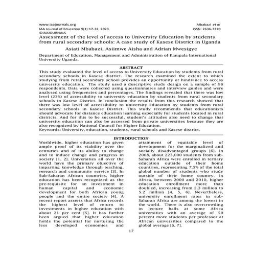 Challenges of Rural Students in Urban Universities | PDF