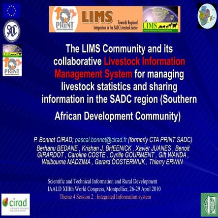 The LIMS Community and its collaborative Livestock Information Management Sys...