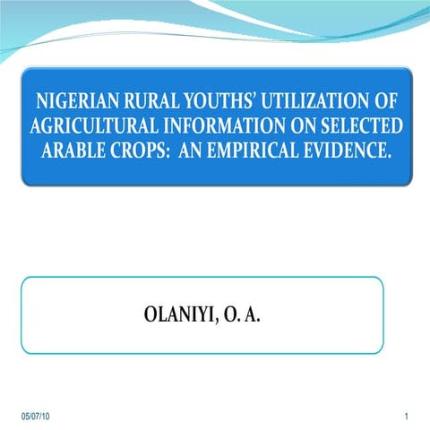 Nigerian rural youths’ utilization of agricultural information on selected ar...