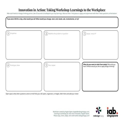 Design Thinking Takeaways & Applications: Record What You've Learned!