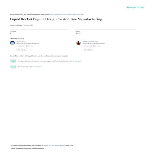 Liquid Rocket Engine Design for Additive Manufacturing