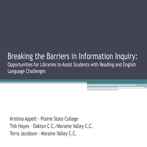 Libraries Assisting Students with Reading and English Language Challenges