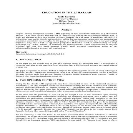 Education in the 2.0 Bazaar - IADAT e-2009 (paper)