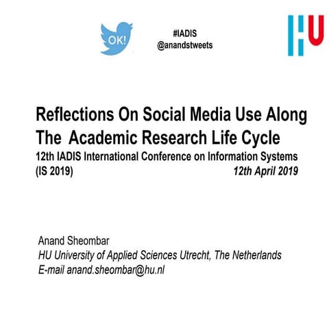 Reflections On Social Media Use Along The 	Academic Research Life Cycle