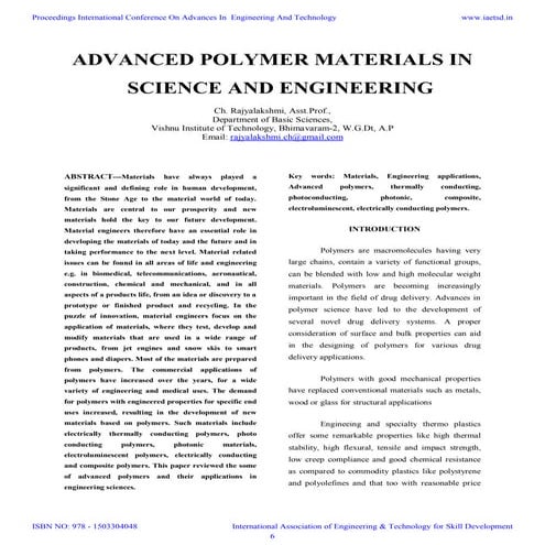 Iaetsd advanced polymer materials in