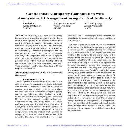 Iaetsd confidential multiparty computation with