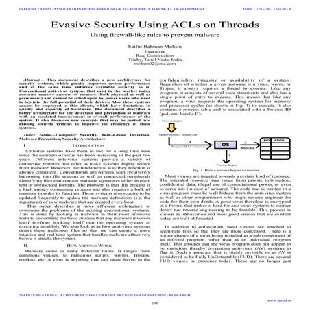 Iaetsd evasive security using ac ls on threads